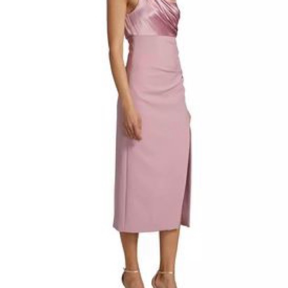 Cinq à Sept , Trenton one shoulder midi dress in Pink Sand colour. - Picture 5 of 5